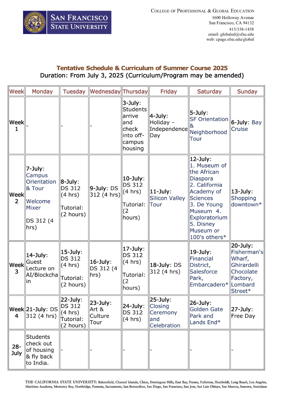 SFSU Summer Program 2025 DIR